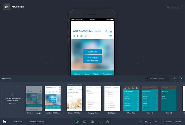Sharing mobile mock-ups in InVision